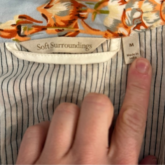 SOFT SURROUNDINGS women’s cotton modal blend light blue pajamas botanical print - Picture 13 of 15